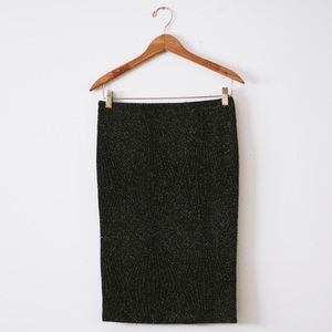 BLACK GLITTER PENCIL SKIRT